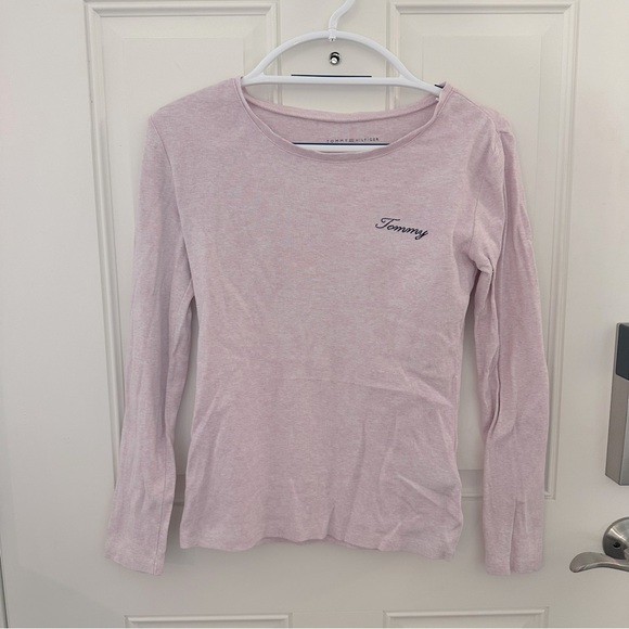 Tommy Hilfiger Shirt S | Light Pink Cotton Long Sleeve Pullover - Picture 1 of 5
